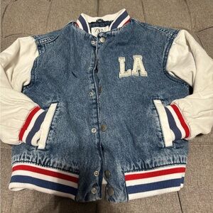 Zara Kids Denim Jacket with White Sleeves
